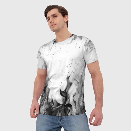 Мужская футболка 3D с принтом Чёрный огонь, фото на моделе #1