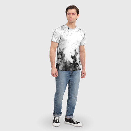 Мужская футболка 3D с принтом Чёрный огонь, вид сбоку #3
