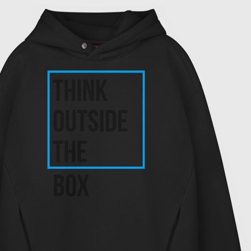 Мужское худи Oversize хлопок Think outside the box, цвет черный - фото 4