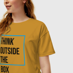 Женская футболка хлопок Oversize Think outside the box - фото 2