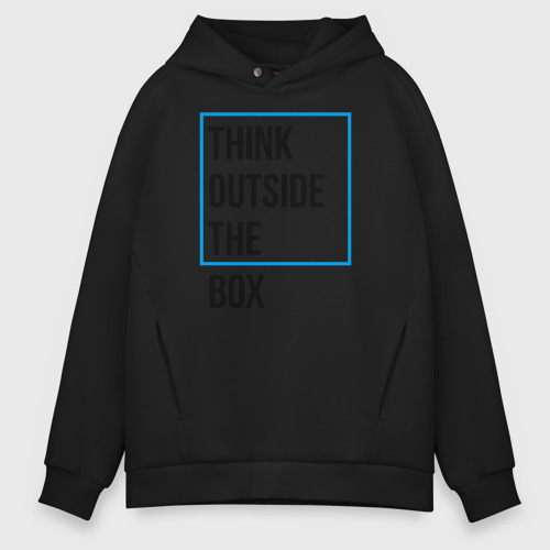 Мужское худи Oversize хлопок Think outside the box, цвет черный