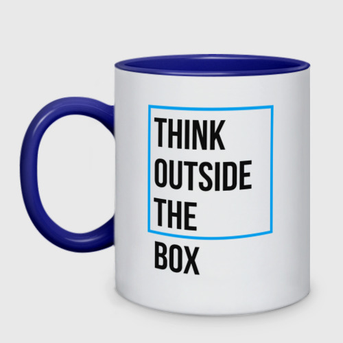 Кружка двухцветная Think outside the box, цвет белый + синий