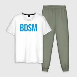 Мужская пижама с белой футболкой хлопок BDSM white