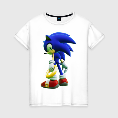 Женская футболка из хлопка с принтом Sonic, вид спереди №1