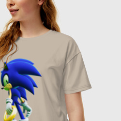 Женская футболка хлопок Oversize Sonic - фото 2
