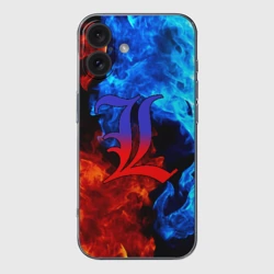 Чехол для iPhone 16 силиконовый с защитой камеры L letter fire