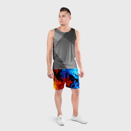 Мужские шорты спортивные L letter fire, цвет 3D печать - фото 4