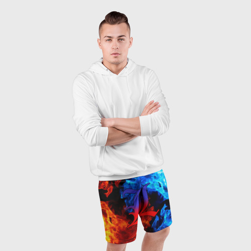 Мужские шорты спортивные L letter fire, цвет 3D печать - фото 5