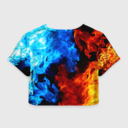 Женская футболка Crop-top 3D L letter fire, цвет 3D печать - фото 2