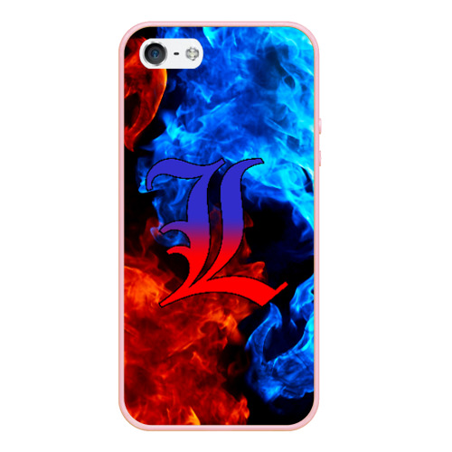 Чехол для iPhone 5/5S матовый L letter fire, цвет светло-розовый