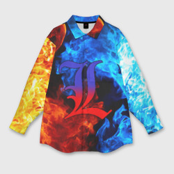 Женская рубашка oversize 3D L letter fire