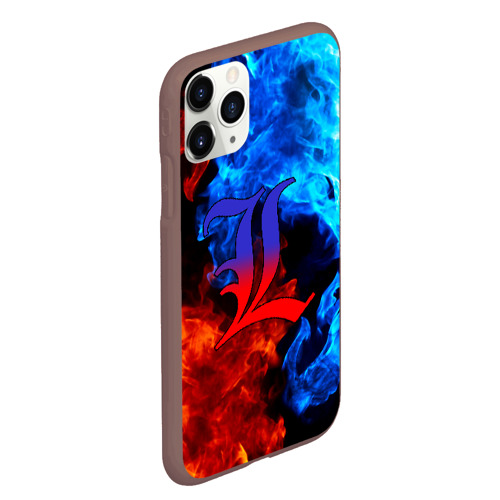 Чехол для iPhone 11 Pro Max матовый L letter fire, цвет коричневый - фото 3