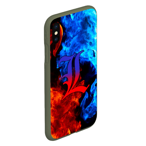 Чехол для iPhone XS Max матовый L letter fire, цвет темно-зеленый - фото 3