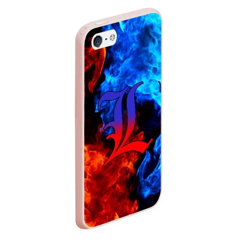 Чехол для iPhone 5/5S матовый L letter fire, цвет светло-розовый - фото 3