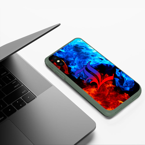 Чехол для iPhone XS Max матовый L letter fire, цвет темно-зеленый - фото 5