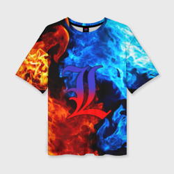 Женская футболка oversize 3D L letter fire