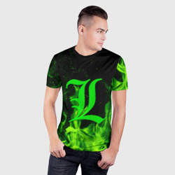 Мужская футболка 3D Slim L letter flame - фото 2