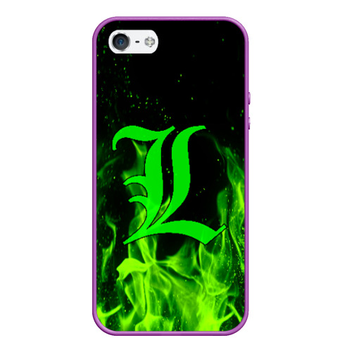 Чехол для iPhone 5/5S матовый L letter flame, цвет фиолетовый