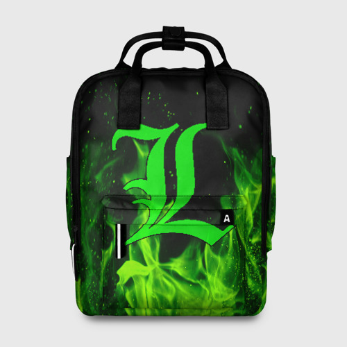 Женский рюкзак 3D с принтом L letter flame, вид спереди #2