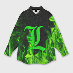 Женская рубашка oversize 3D L letter flame