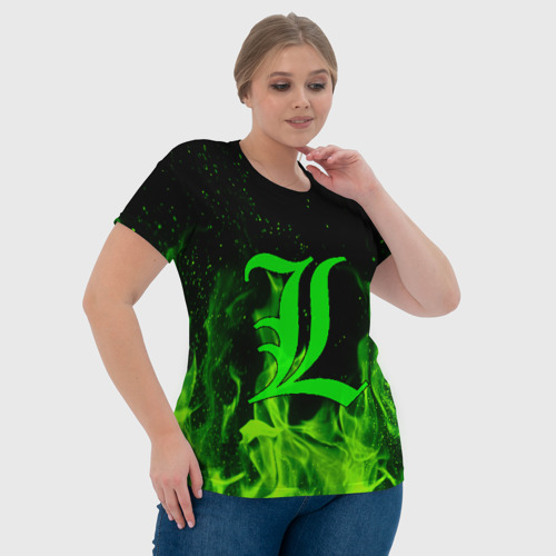 Женская футболка 3D L letter flame, цвет 3D печать - фото 6