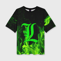 Женская футболка oversize 3D L letter flame