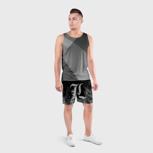 Мужские шорты спортивные L letter flame gray, цвет 3D печать - фото 4