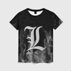 Женская футболка 3D L letter flame gray