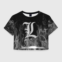 Женская футболка Crop-top 3D L letter flame gray