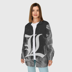 Женская рубашка oversize 3D L letter flame gray - фото 2