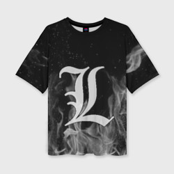 Женская футболка oversize 3D L letter flame gray