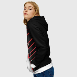 Толстовка с принтом Куртка Фредди Меркьюри для женщины, вид на модели спереди №3. Цвет основы: белый