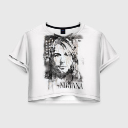 Женская футболка Crop-top 3D Kurt Cobain