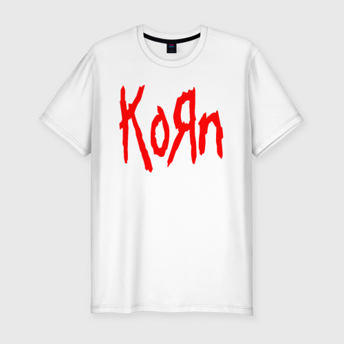 Мужская футболка хлопок Slim с принтом Korn, вид спереди #2