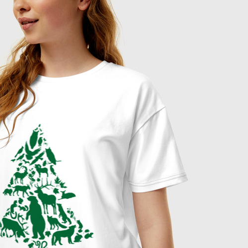 Женская футболка хлопок Oversize Спаси Сибирь, цвет белый - фото 3