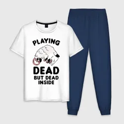 Мужская пижама с белой футболкой хлопок Dead Inside