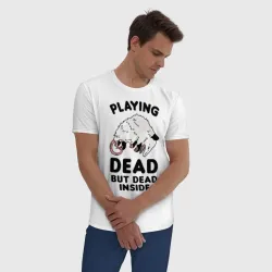 Мужская пижама с белой футболкой хлопок Dead Inside - фото 2