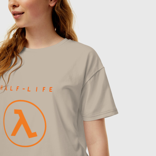 Женская футболка хлопок Oversize с принтом Half life, фото на моделе #1