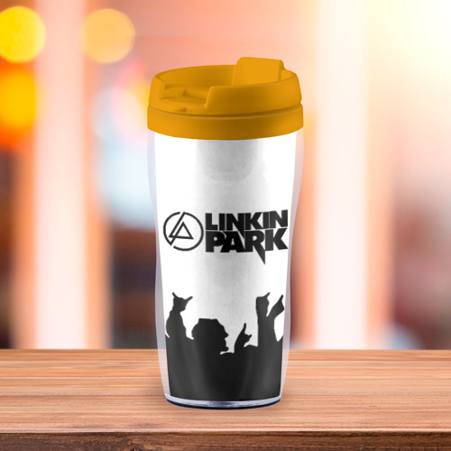 Термокружка-непроливайка Linkin Park Линкин Парк, цвет желтый - фото 3