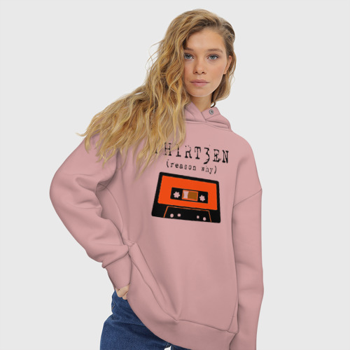 Женское худи Oversize хлопок 13 reason why, цвет пыльно-розовый - фото 4