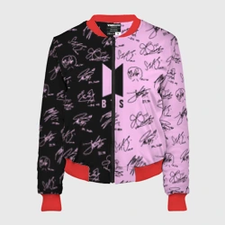 Женский бомбер 3D BTS автографы БТС