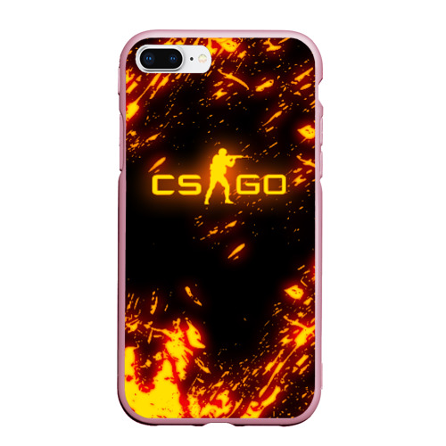 Чехол для iPhone 7Plus/8 Plus матовый CS GO fire КС Го ОГоНЬ, цвет розовый