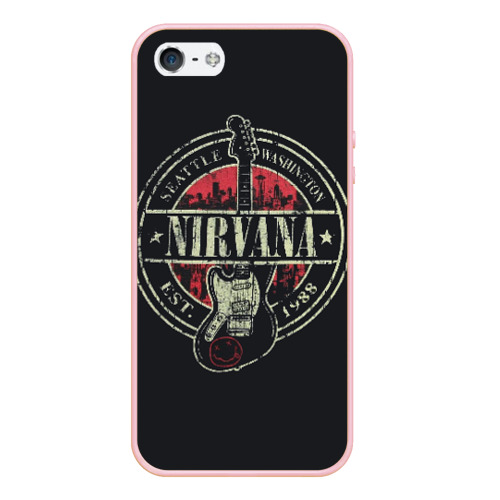 Чехол для iPhone 5/5S матовый Nirvana Нирвана, цвет светло-розовый