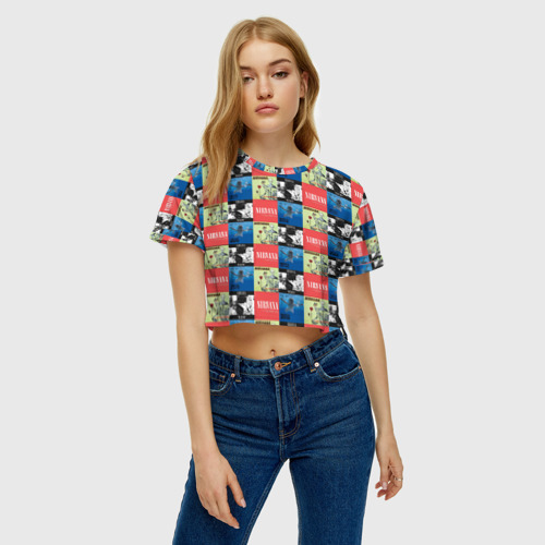 Женская футболка Crop-top 3D Nirvana, цвет 3D печать - фото 3