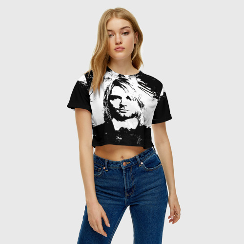Женская футболка Crop-top 3D Kurt Cobain, цвет 3D печать - фото 4