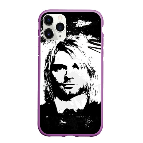 Чехол для iPhone 11 Pro Max матовый Kurt Cobain, цвет фиолетовый