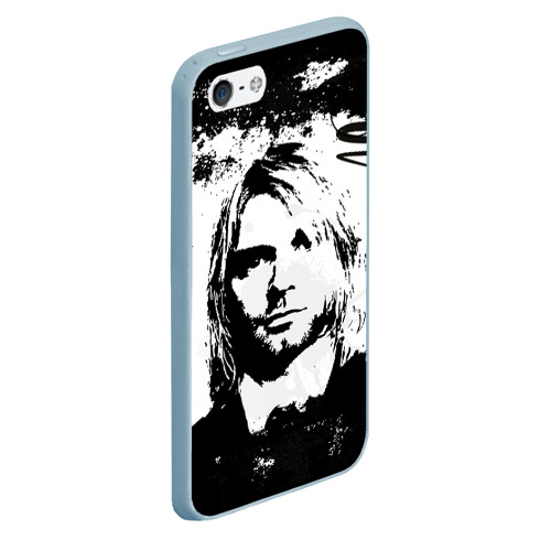 Чехол для iPhone 5/5S матовый Kurt Cobain, цвет голубой - фото 3