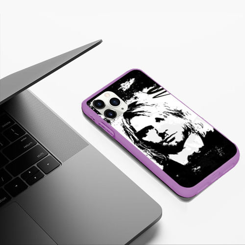 Чехол для iPhone 11 Pro Max матовый Kurt Cobain, цвет фиолетовый - фото 5