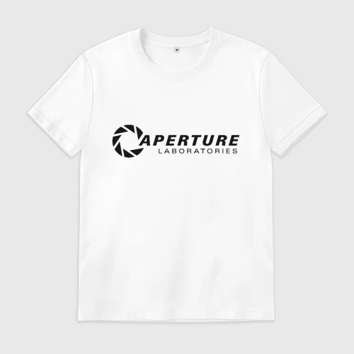 Мужская футболка хлопок с принтом Aperture laboratorie, вид спереди #2