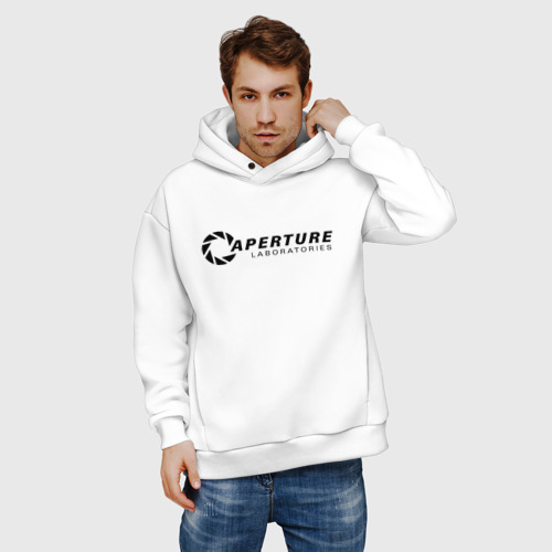 Мужское худи Oversize хлопок Aperture laboratorie + спина, цвет белый - фото 3